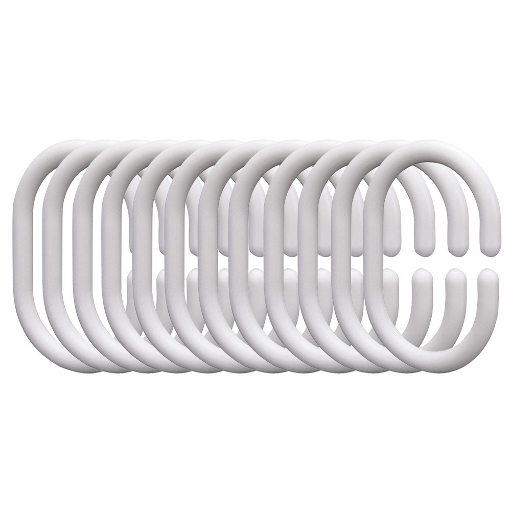 YUEHAO Shower Curtain Rings Clear Set of 12 Silicone Rubber Clear